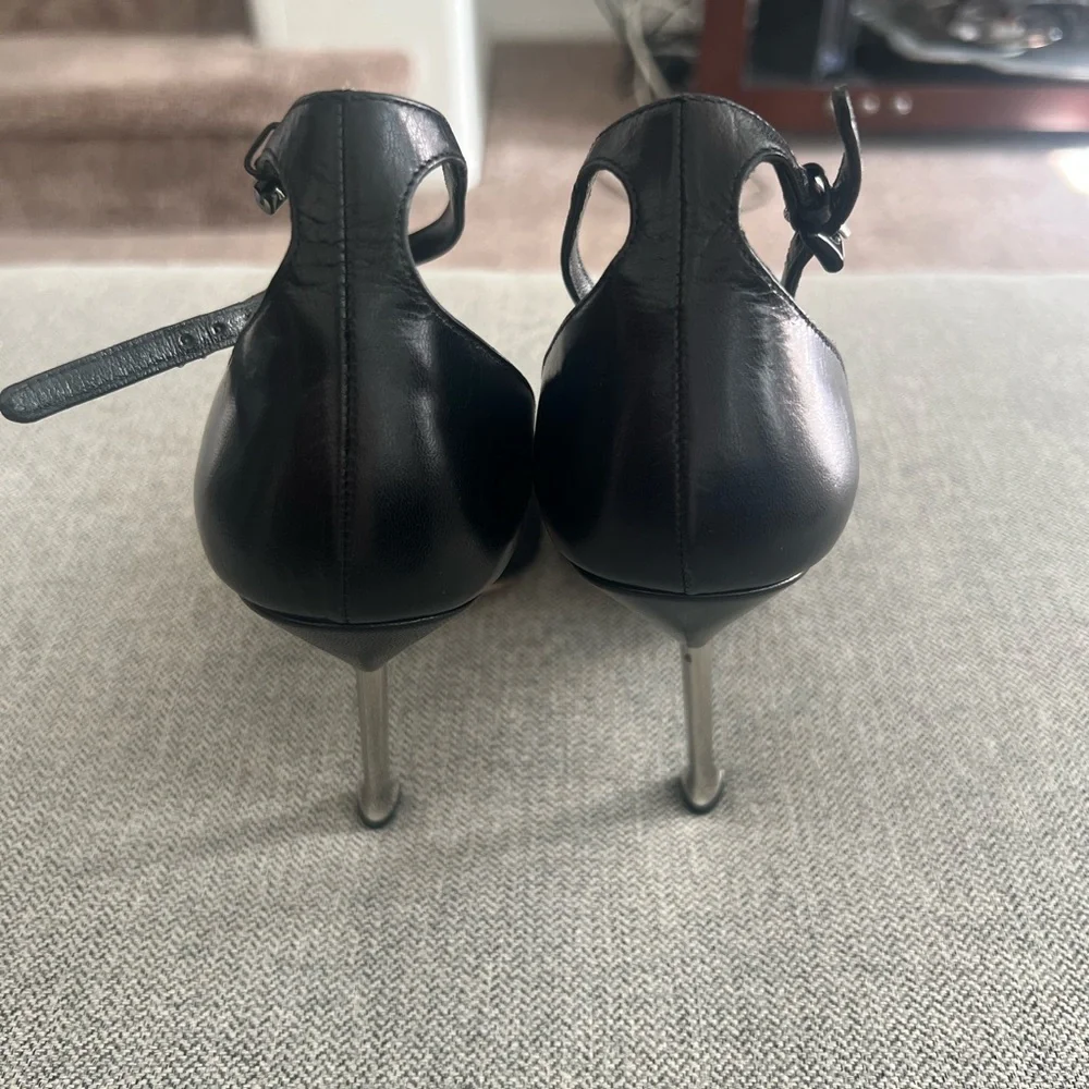 LUXURY PRADA PUMPS SHOES BLACK LEATHER EU 38 - Picture 7 of 11